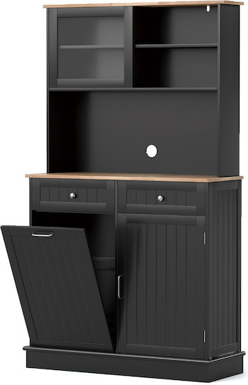 Висок Кухненски Шкаф Черен 172x34x100см
