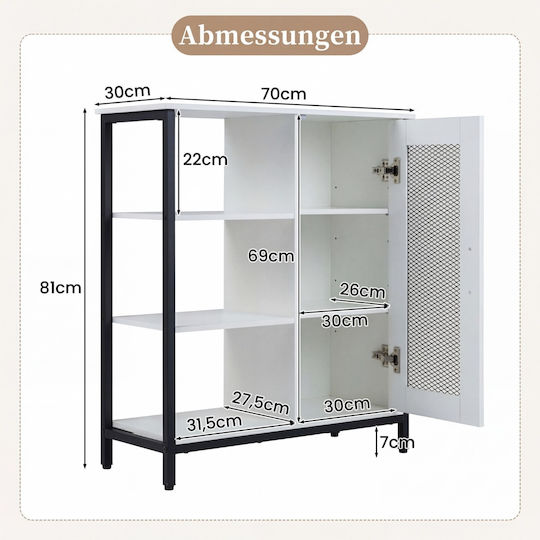 Floor Kitchen Cabinet White 81x30x70cm