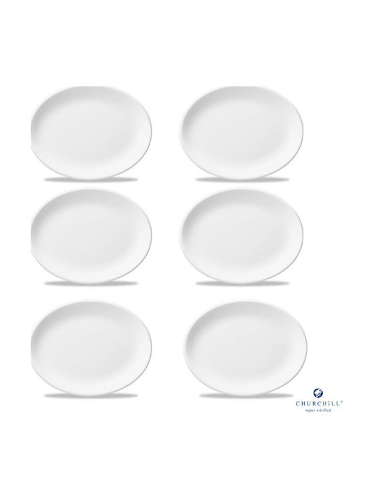 Churchill 1795 Oval Serving Platter Made of White Porcelain 23x16cm 6 Pieces