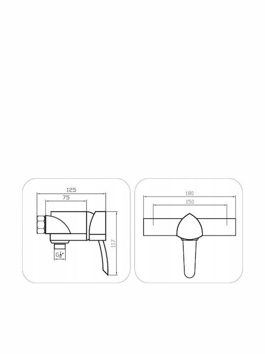 Diamond Mixing Shower Faucet Complete Set Silver