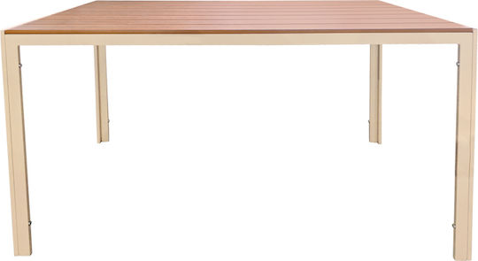 Masă de Exterior din Aluminiu cu Blat din Lemn Nares Cappuccino 140x80x72cm