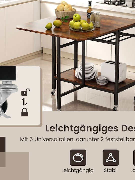 Collapsible Wooden Kitchen Table with Metal Frame Brown 75x80x75cm