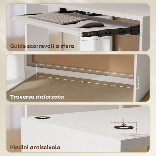 Corner Desk Wooden White 120x100x76cm