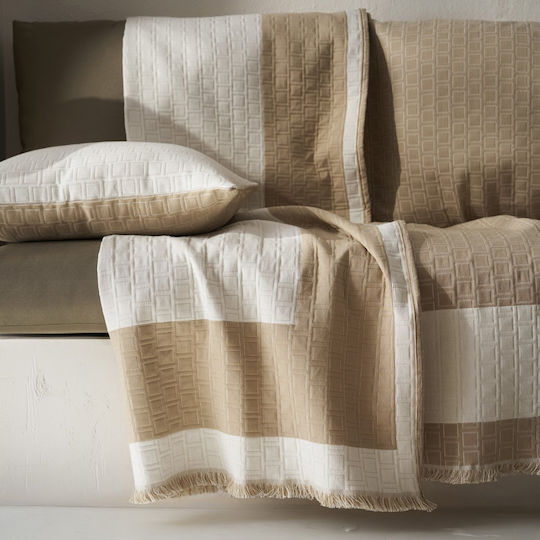 Gofis Home Solenne Ριχτάρι Πολυθρόνας Πλεκτό 180x175εκ. Almond Beige