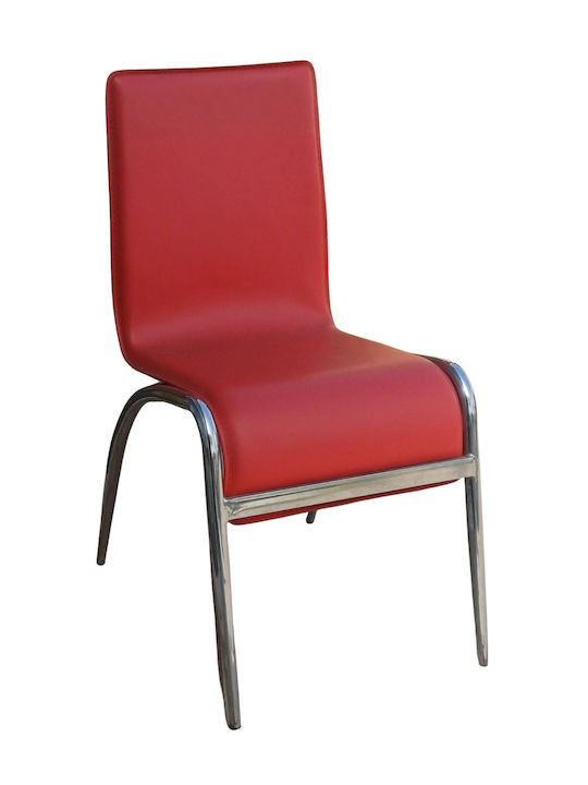 Mdc-89 Dining Chair With Artificial Leather Upholstery Red 45x59x84cm