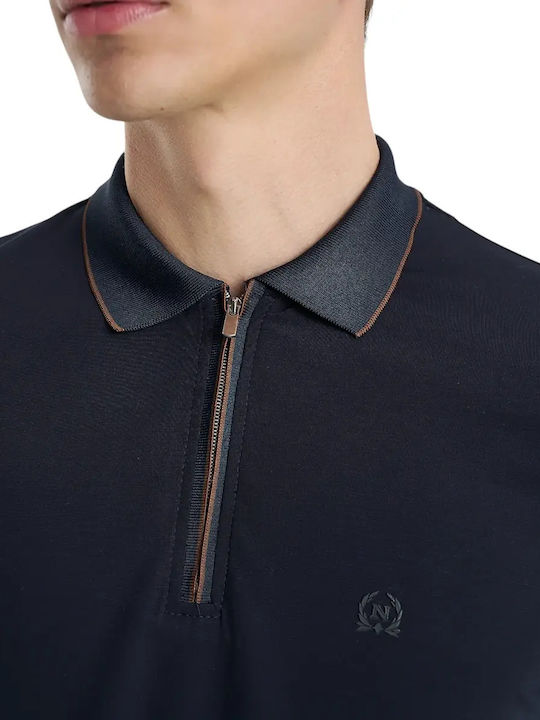 Polo Herrenbluse Kurzarm Marineblau
