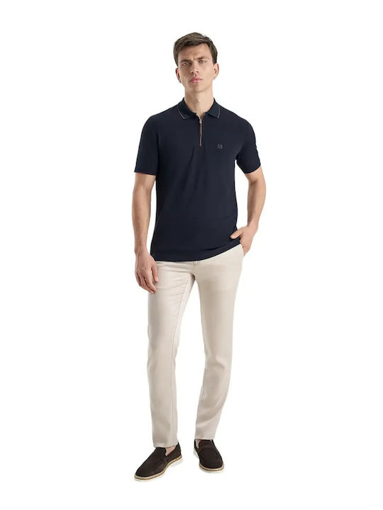 Polo Herrenbluse Kurzarm Marineblau