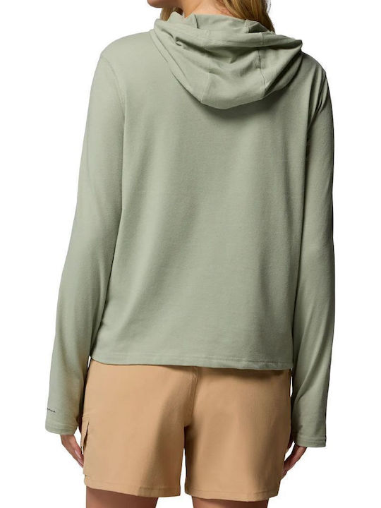 Sun Trek Women's Cotton Long Sleeve Hoodie Khaki