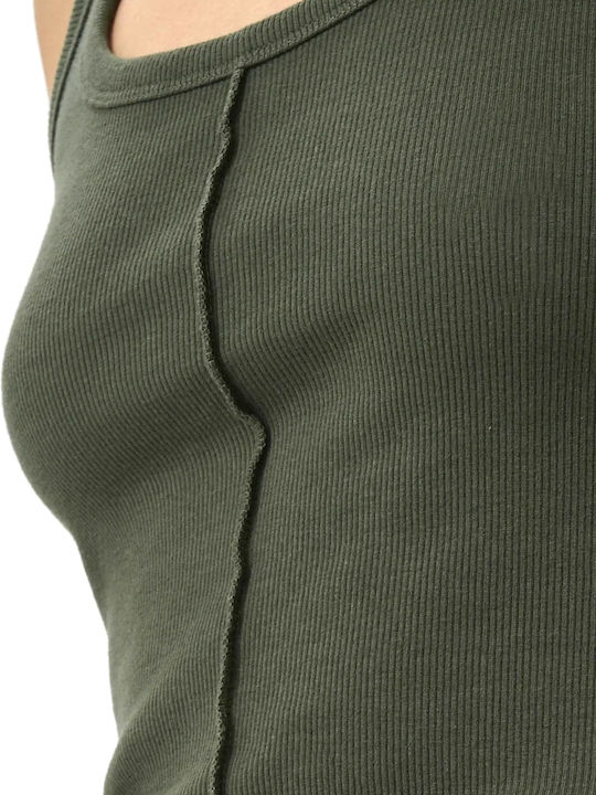 Women's Cotton Sleeveless Khaki Blouse