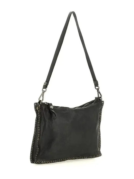 Leder Damen Schultertasche Schwarze