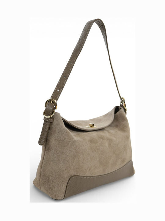 Damentasche aus Leder Schulter Taupe