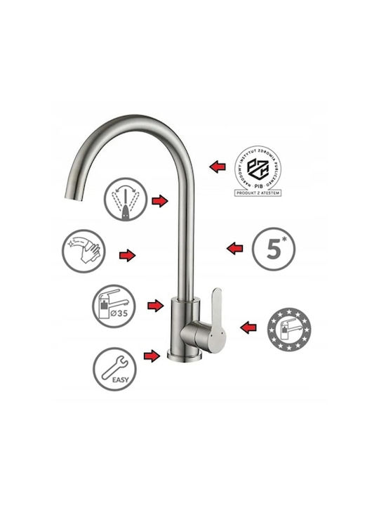 Kuchinox Ентегрен Кухненски Мивка Inox със Смесител Дължина 78xШирина 43см Сива