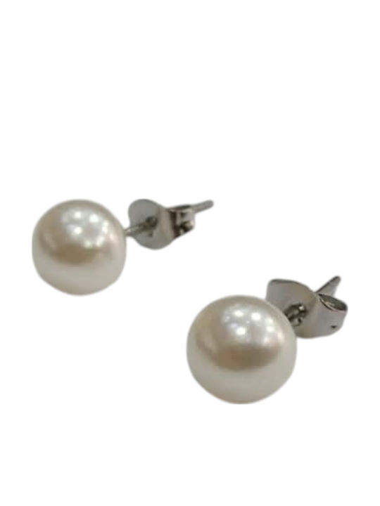 Kalliopi Silver Ohrringe Stecknadelverschluss aus Stahl mit Perlen