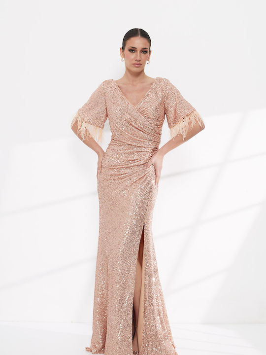 Maxi Dress for Wedding - Christening Drape Gold