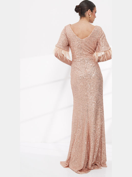 Maxi Dress for Wedding - Christening Drape Gold