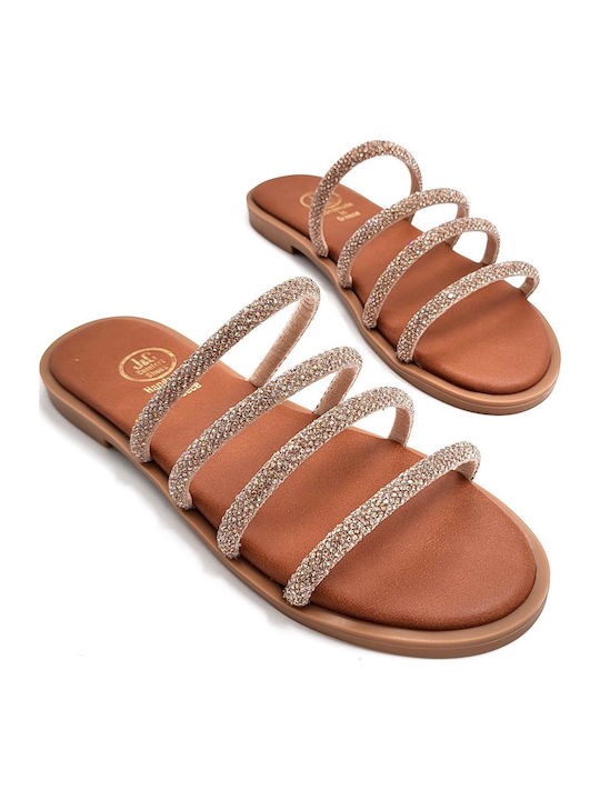 Leather Women's Flat Sandals Bronze