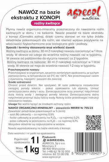Agrecol Fertilizer Based On Nettle Extract Flowering Plants 1l