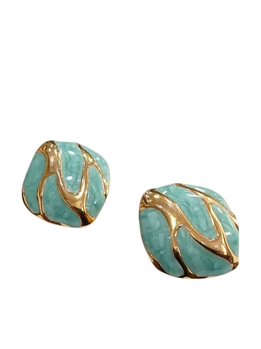 Kalliopi Silver Gold Plated Steel Stud Earrings Light Blue