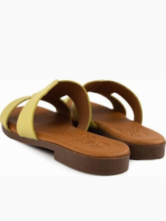 Дамски Кожени Анатомични Сандали Жълти