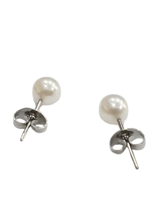 Kalliopi Silver Ohrringe Stecknadelverschluss aus Stahl mit Perlen