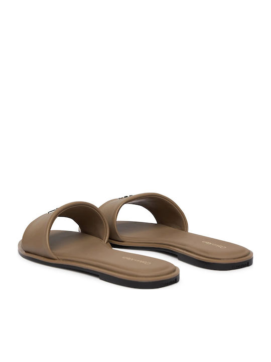 Leather Women's Flat Sandals Beige