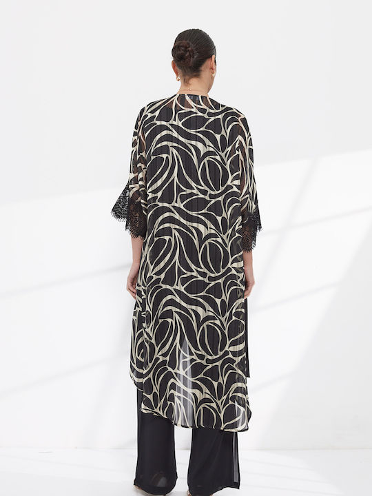 Women's Black Set with Trousers in Loose Fit