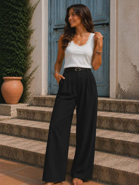 Women's High Rise Pantaloons in Loose Fit Black