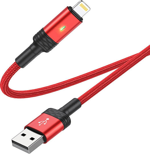 Borofone Geflochtenes LED USB-A zu Lightning Kabel Schwarz 1,2 m BX54