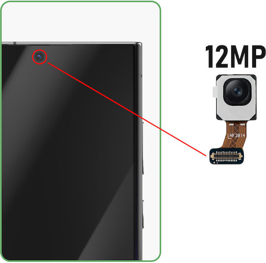 Clappio 12mp Selfie Frontkamera Galaxy S23 Ultra Ersatzteil Schwarz