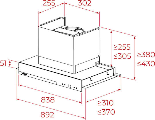 Teka GFI 97350 EOS Chimney Vent Hood 86cm Inox