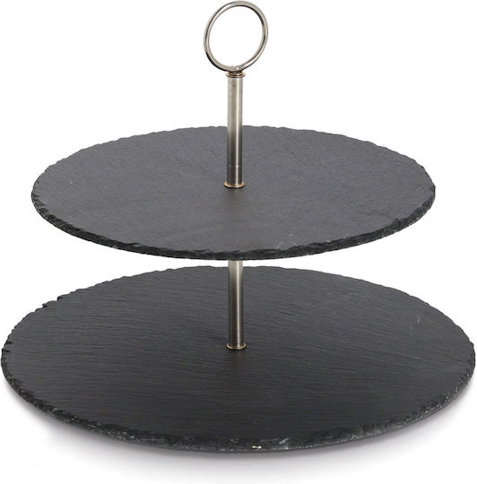 Stein Dessert Turm Ständer & Tabletts Silber Ø30xY23cm Stein Dessert Turm Ständer & Tabletts Silber Ø30xY23cm