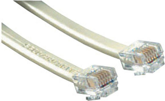 Microconnect Flat Τηλεφωνικό Καλώδιο RJ12 5m Λευκό (MPK105)