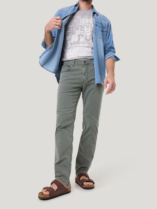 Men's Elastic Jeans Pants with Regular Straight Fit Jade Stonewash