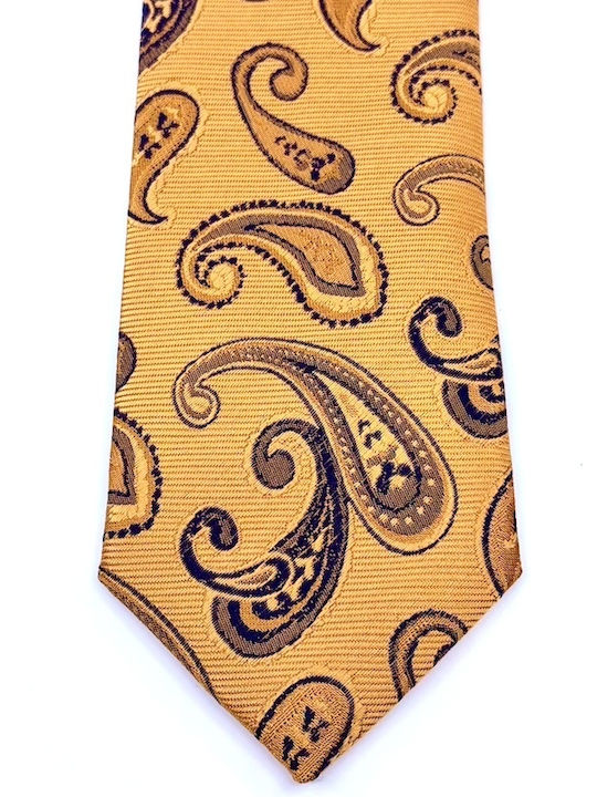 Legend Accessories Σετ Ανδρικής Γραβάτας Μεταξωτή με Σχέδια σε Χρυσό Χρώμα