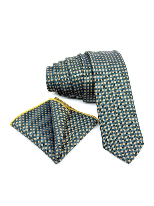 Legend Accessories Set Herren Krawatte Seide mit Mustern in Grün Farbe