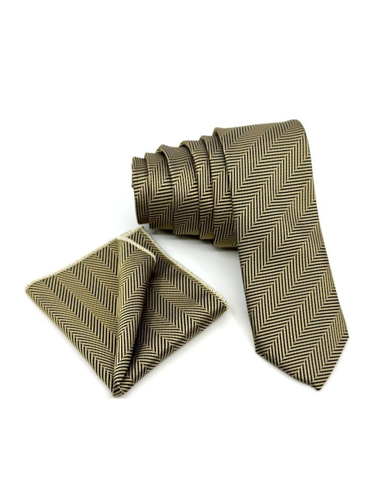 Legend Accessories Set Cravate Bărbați Mătase Tipărită Bej