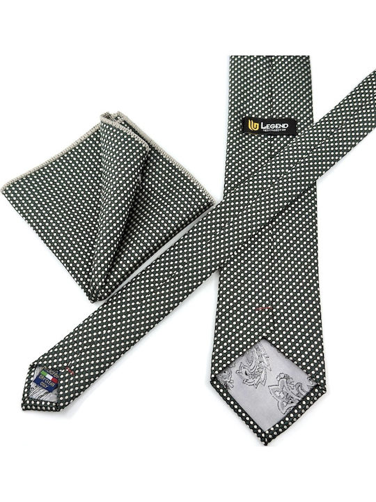 Legend Accessories Set Herren Krawatte Seide mit Mustern in Grün Farbe