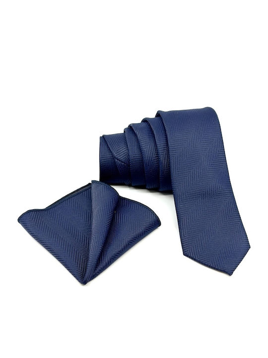Legend Accessories Σετ Ανδρικής Γραβάτας Μεταξωτή σε Navy Μπλε Χρώμα