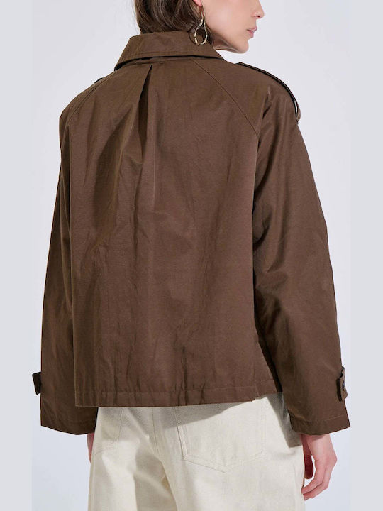 Women's Brown Gabardine Coat 20-060169-0