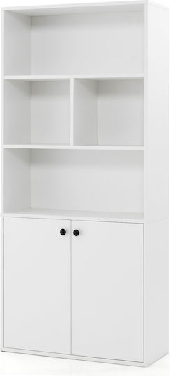 Dulap de Birou din MDF și Metal Alb 155x29.5x70cm