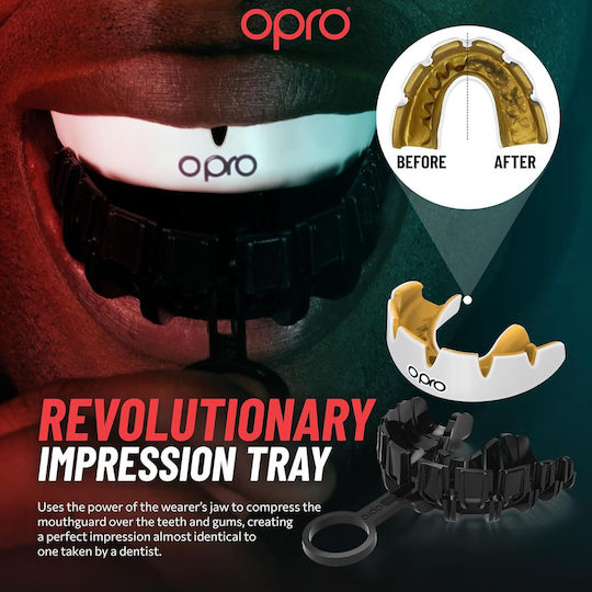 Mouth Guard Opro Instant Custom-Fit Braces Adults Gold White