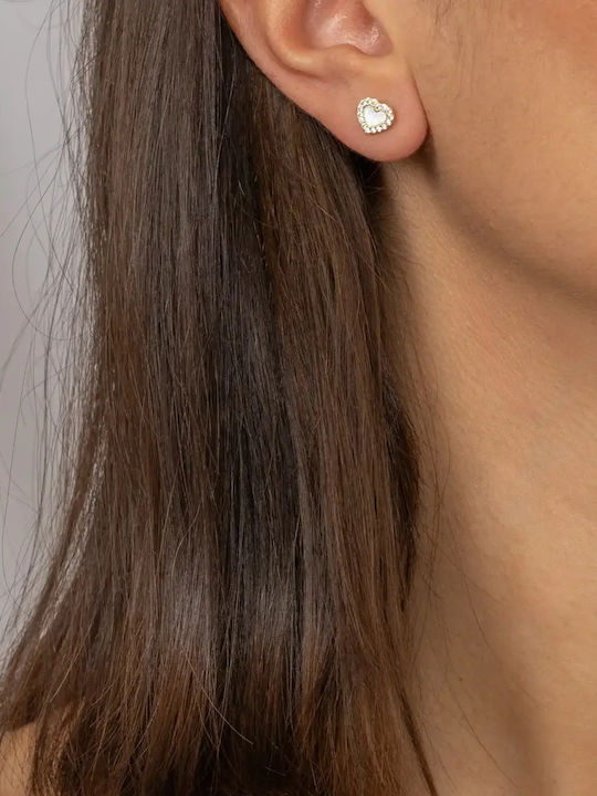 Kids Earrings Studs Heart Made of 9K Gold