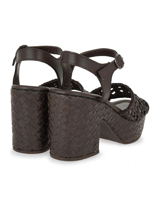 Damen Sandalen Braun Leder