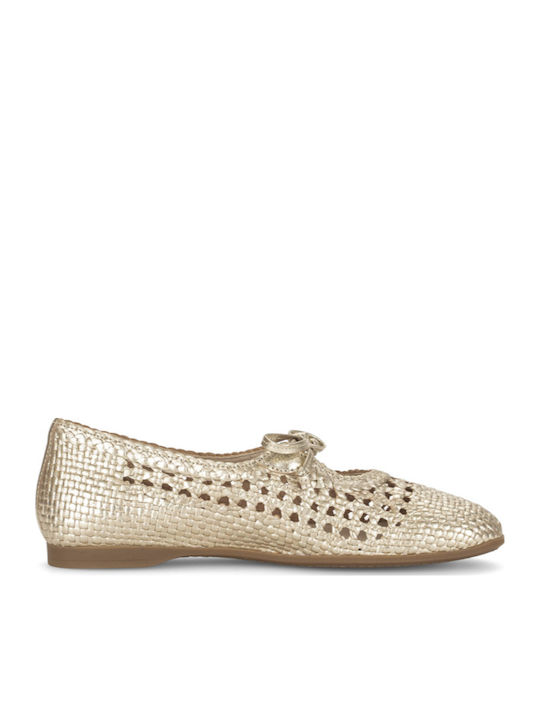Leder Damen Ballerinas Anatomisch Gold