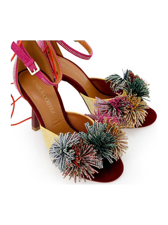 Fabric Burgundy Sandals