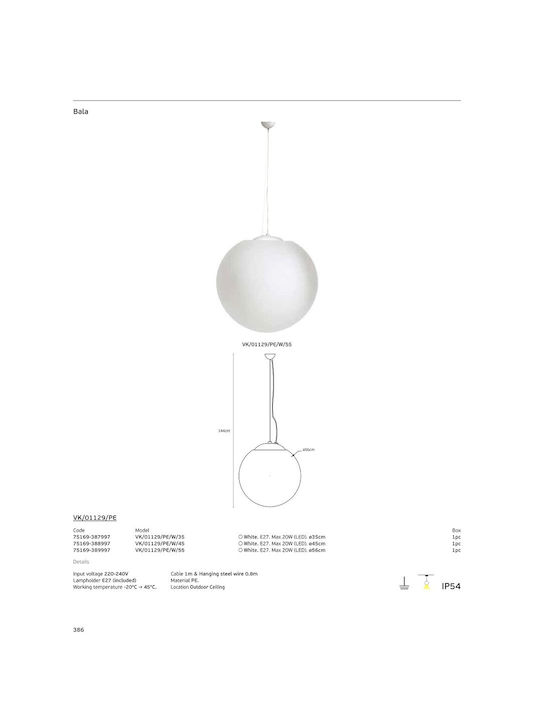 VK Lighting Lumini Suspendate Alb 35x35cm