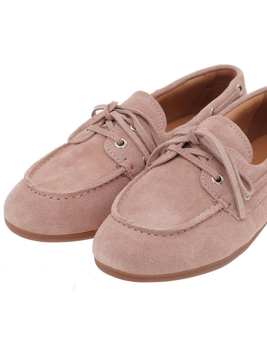 Δερμάτινα Γυναικεία Boat Shoes σε Ροζ Χρώμα