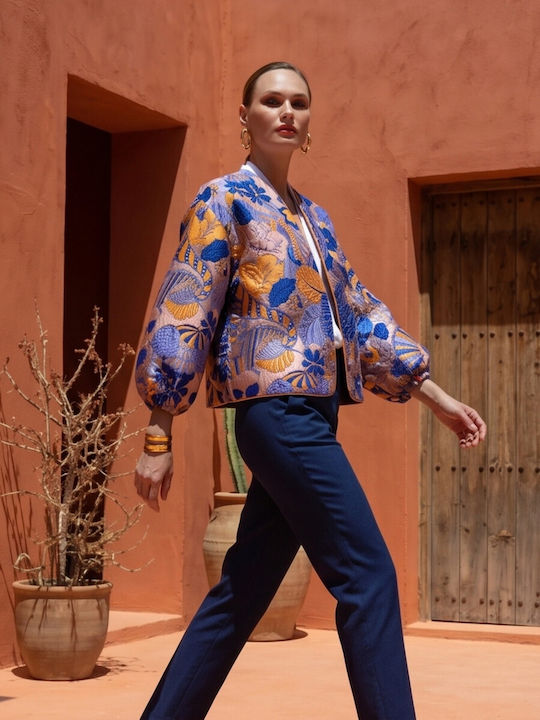 Nema Resort Wear Long Women's Blazer Blue