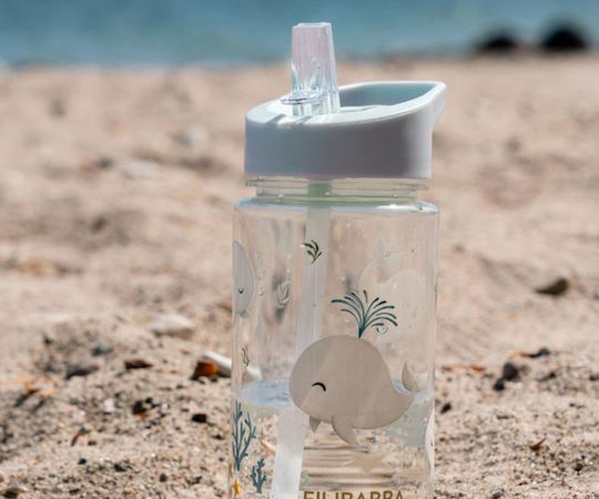 Filibabba Kids Plastic Water Bottle With Straw Transparent 400ml