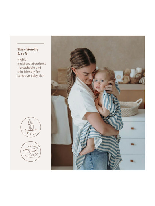 Meyco Muslin Blue Swaddle Blankets 120x120cm 2 Pieces